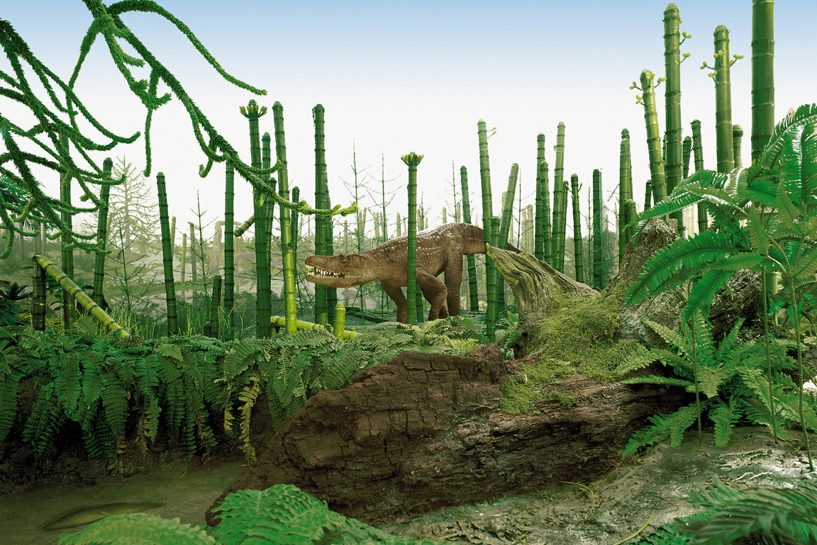 Diorama des Unteren Keupers mit Batrachotomus